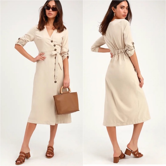 Lulus “City Dreaming” Casual Button Up Midi Dress - Picture 9 of 9